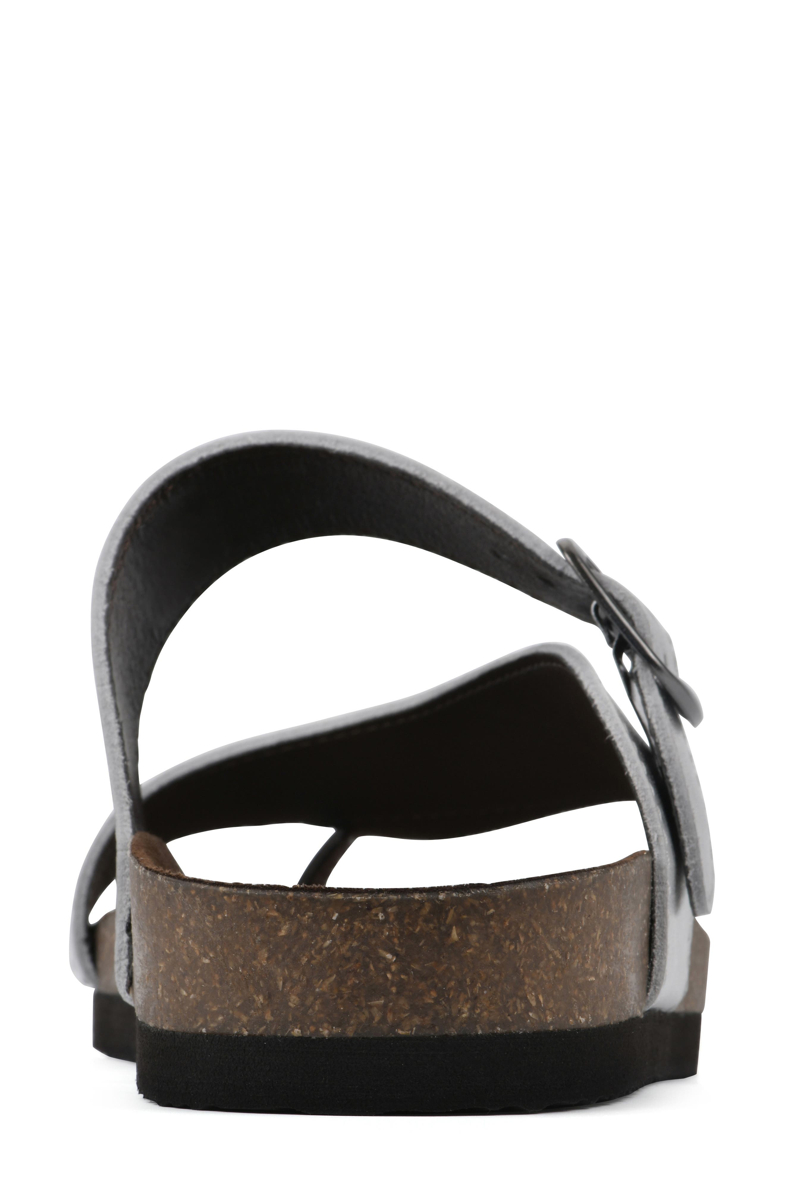 White Mountain Footwear Carly Leather Footbed Sandal, Alternate, color, Silver/ Leather