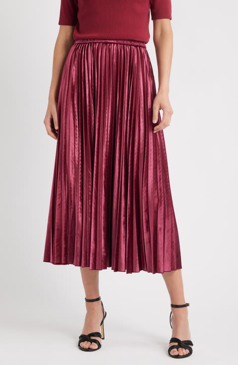 Pull-On Pleated Velour Skirt