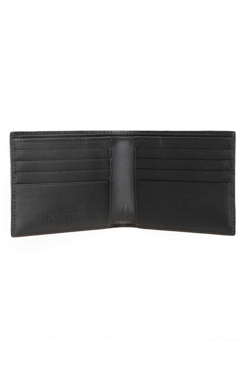 Intrecciato Leather Bifold Wallet, Alternate, color, 8803 BLACK/ SILVER