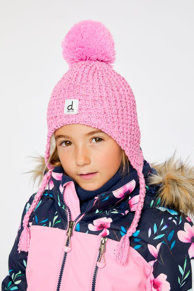 Peruvian Knit Tassel Pompom Hat, Alternate, color, Pink