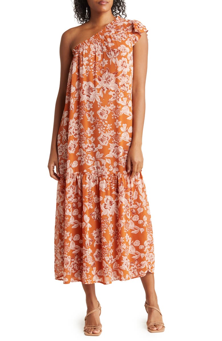 Collective Concepts Floral One Shoulder Midi Dress | Nordstromrack