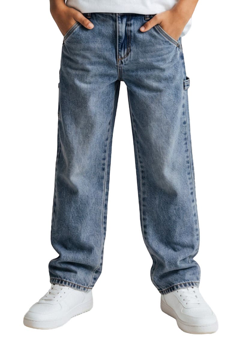 Kids' Rebel Relaxed Straight Leg Jeans, Alternate, color, MED WASH