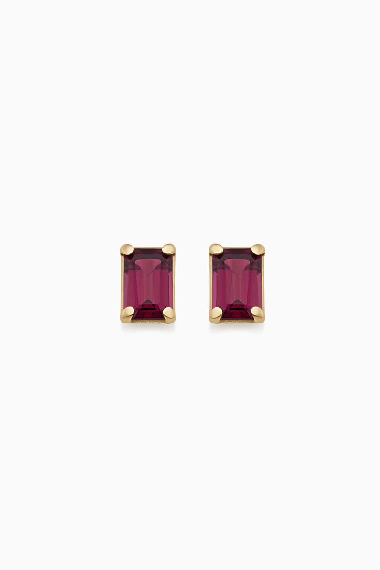 14K Gold Date Me Birthstone Stud Earrings, Alternate, color, Rhodolite - July