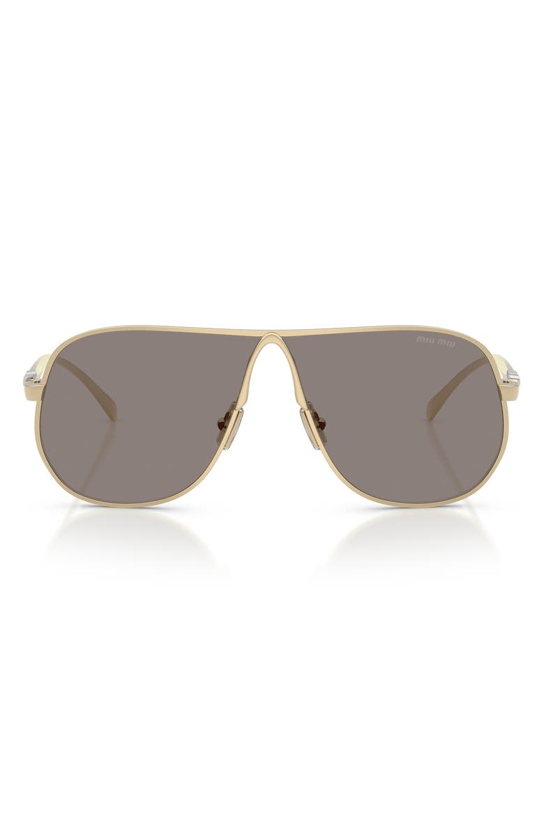 Miu Miu 66mm Oversize Pilot Sunglasses, Main, color, Pale Gold / Dark Grey