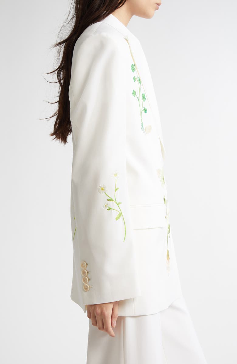 Stella McCartney Floral Embroidered Oversize Single Breasted Stretch Wool Blazer, Alternate, color, 