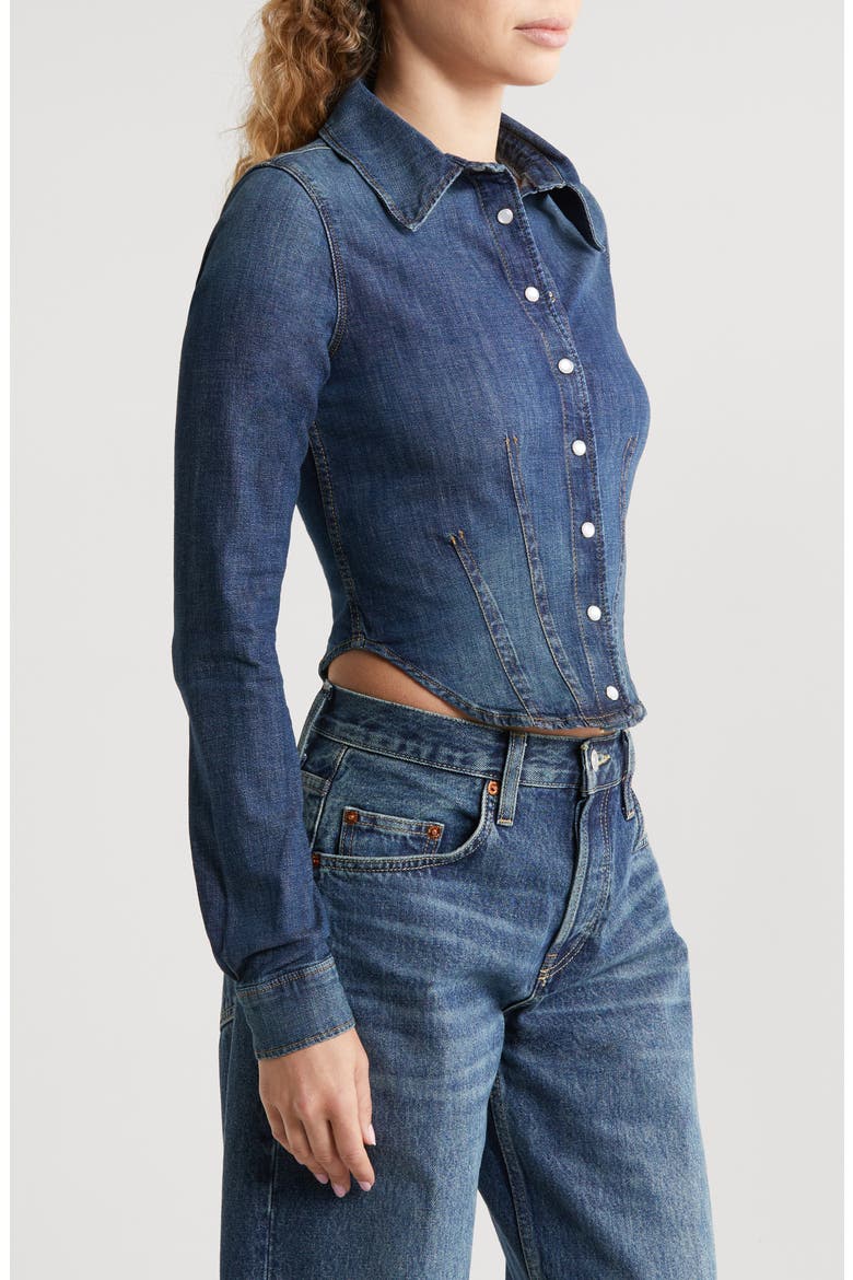 Long Sleeve Crop Denim Shirt, Alternate, color, VISTA BAY