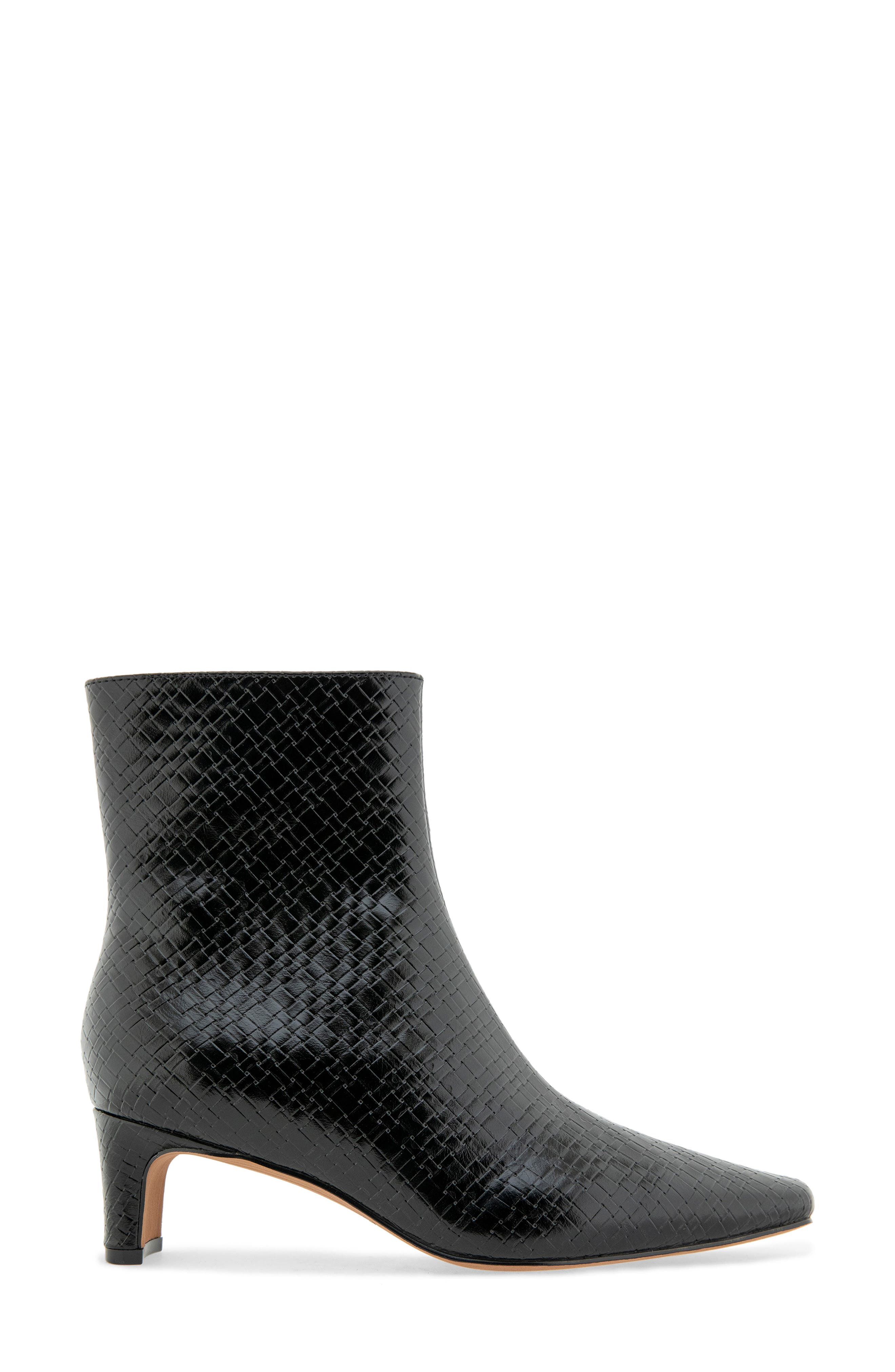 July Faux Leather Bootie, Alternate, color, BLACK WOVEN