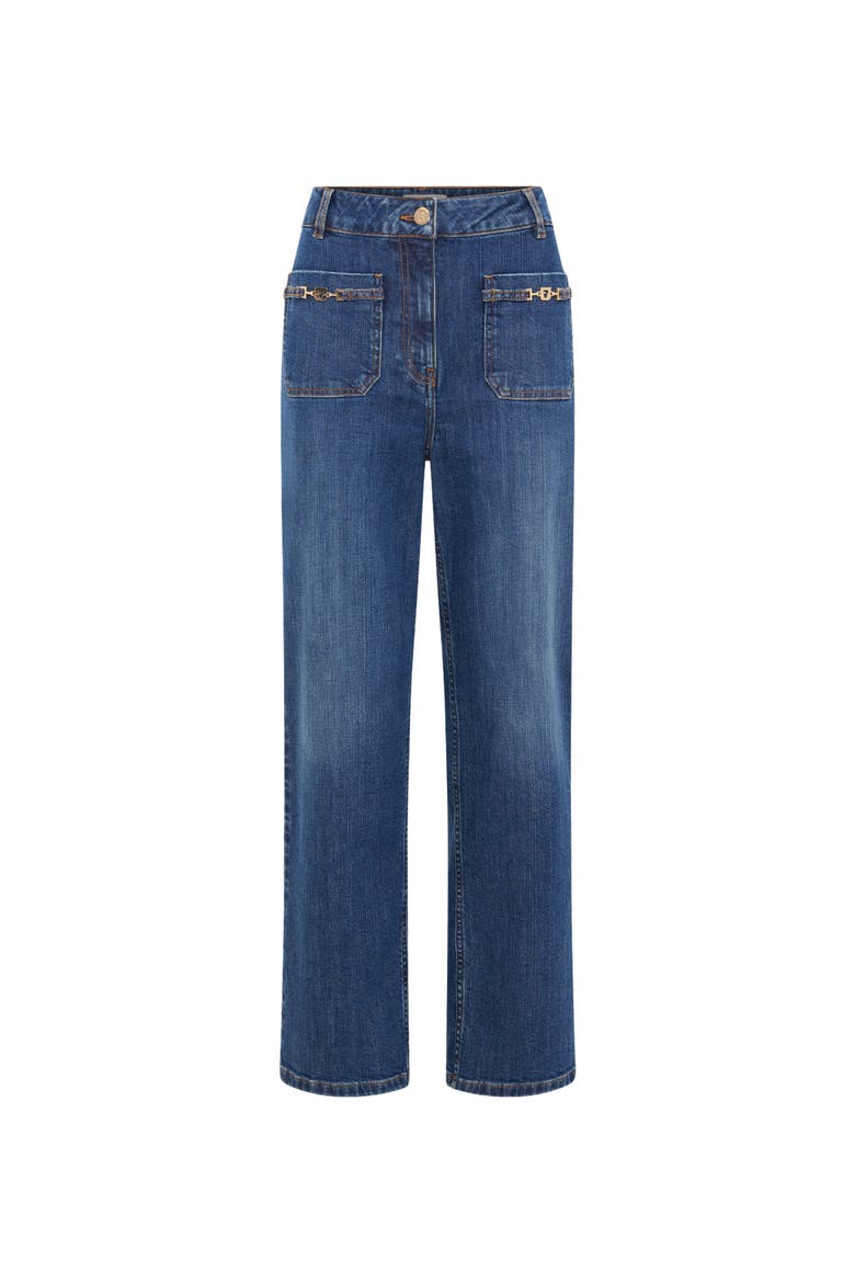 Arlina Monogram Pocket Detail Jeans, Alternate, color, Jeans