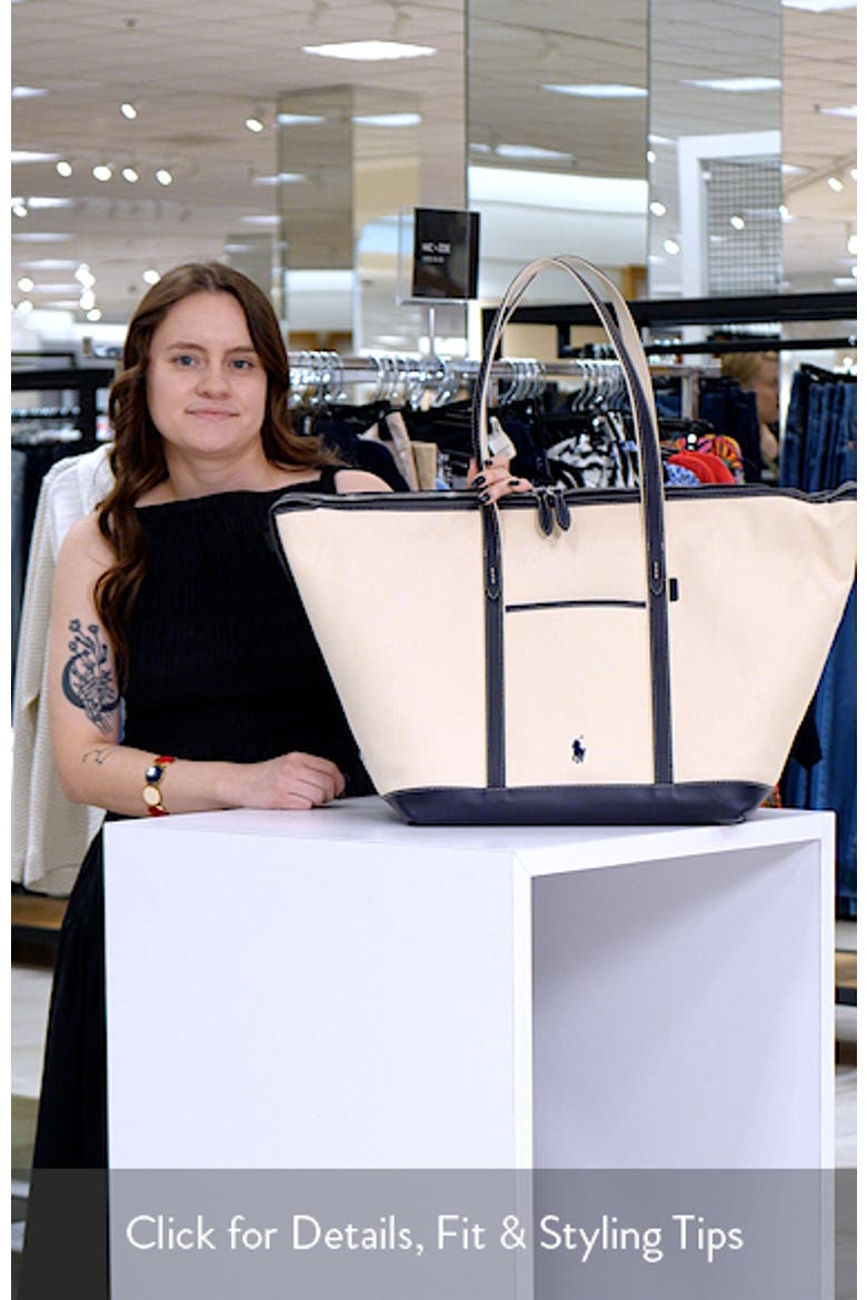 Large Leather Trim Canvas Shopper Tote video
