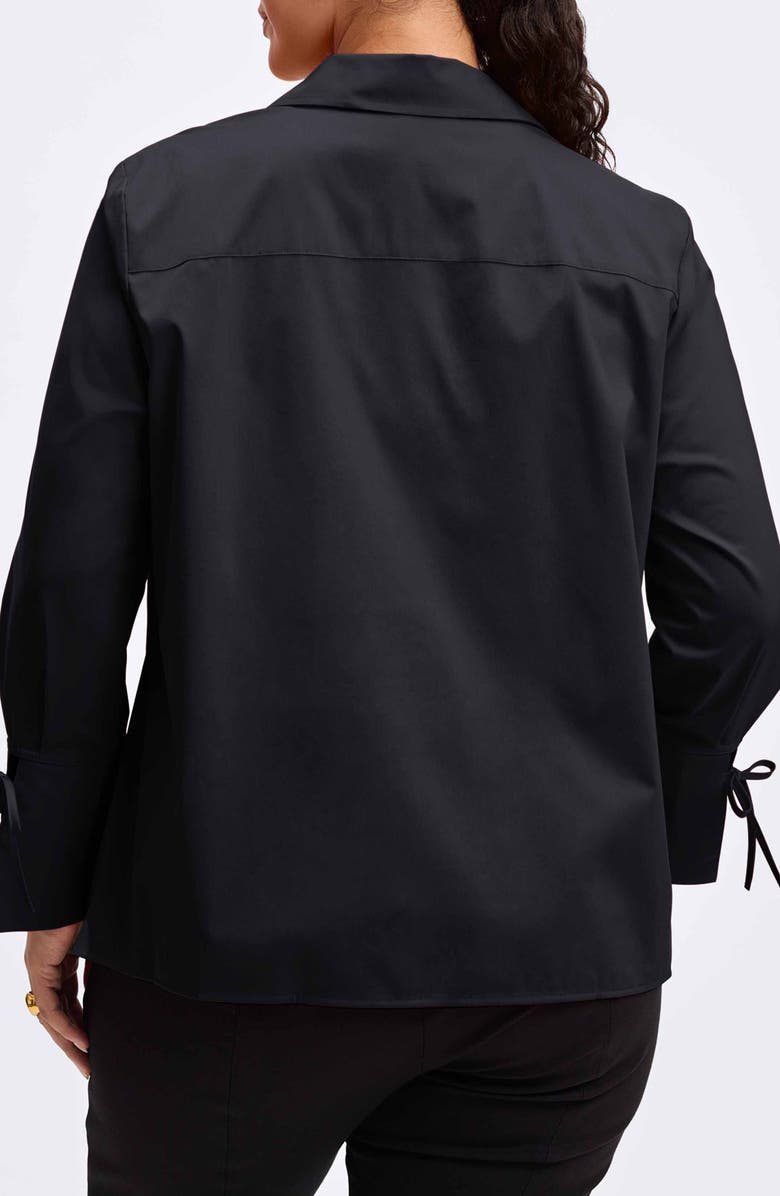 Foxcroft Carla Tie Cuff Cotton Blend Popover Top, Alternate, color, 