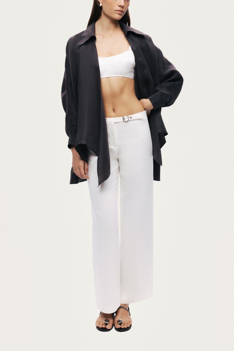 Front-Tie Longline Shirt, Alternate, color, Anthracite