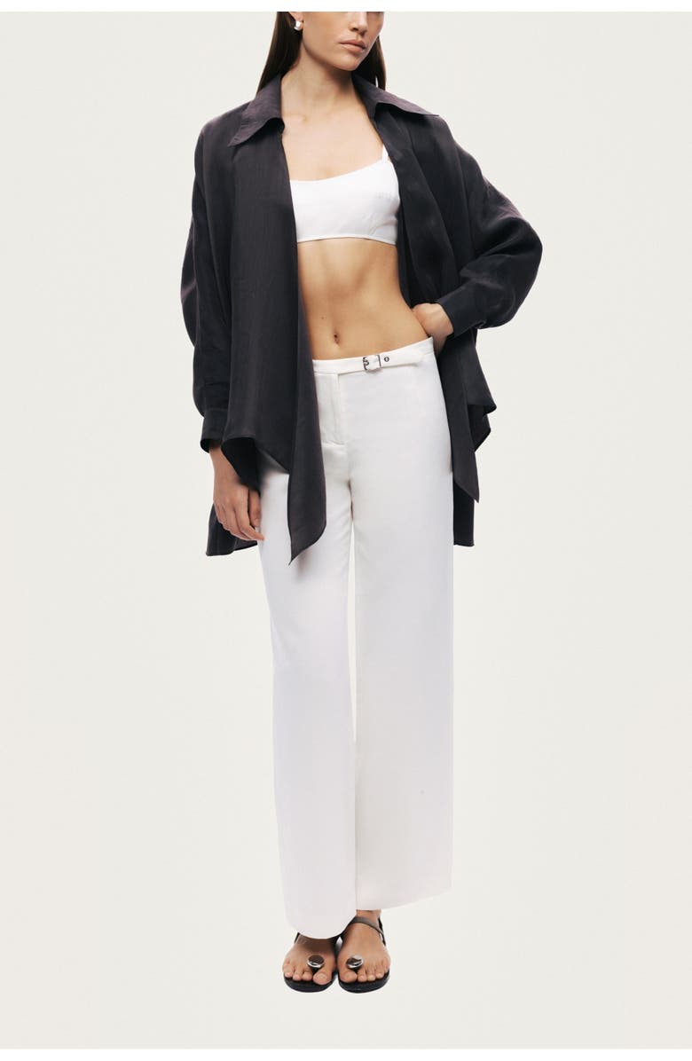 Nocturne Front-Tie Longline Shirt, Alternate, color, Anthracite