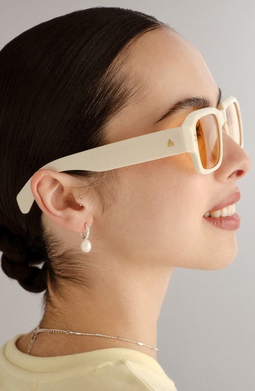 Aire Pluto 53mm Rectangular Sunglasses In Ivory/golden Tint