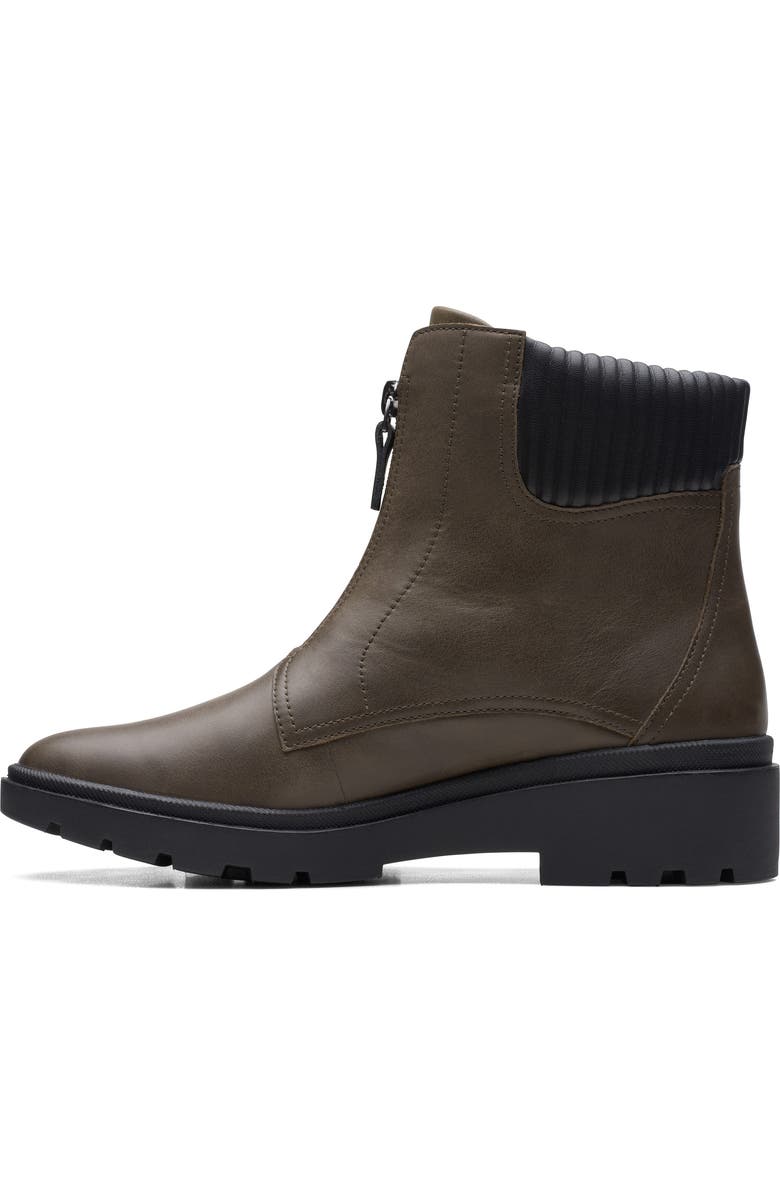 Clarks<sup>®</sup> Calla Zip Waterproof Boot, Alternate, color, Dark Olive Leather