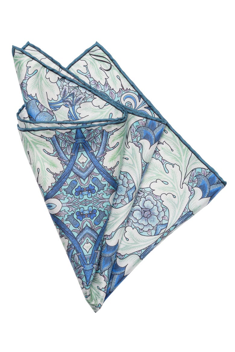 Londra - Silk Pocket Square for Men, Alternate, color, Blue and Mint