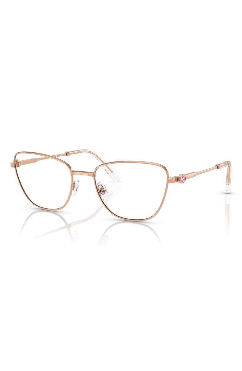 Swarovski 55mm Cat Eye Optical Glasses, Alternate, color, Rose Gold