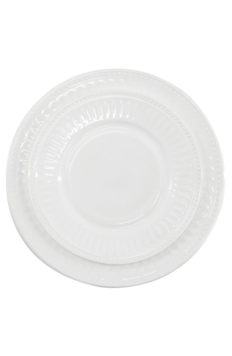 Gibson Ultra Swanton Arch 12 Piece Break-Resistant Opal Glass Dinnerware Set, Alternate, color, White