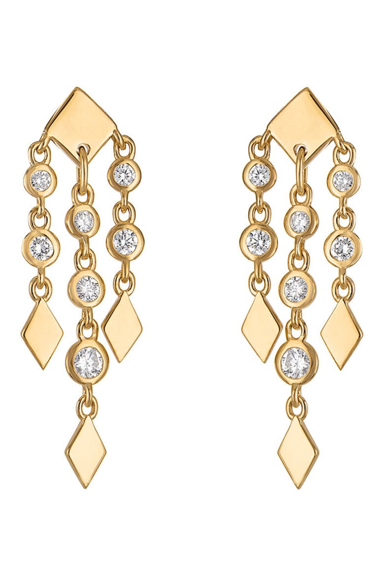 14k Gold Diamond Shine Fringe Drop Earrings, Main, color, DIAMOND