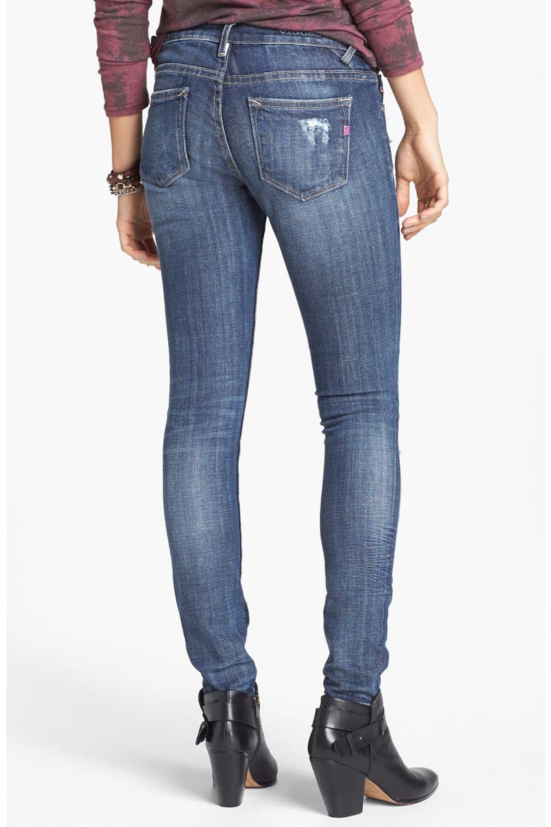 Destroyed Skinny Jeans, Alternate, color, MEDIUM WASH