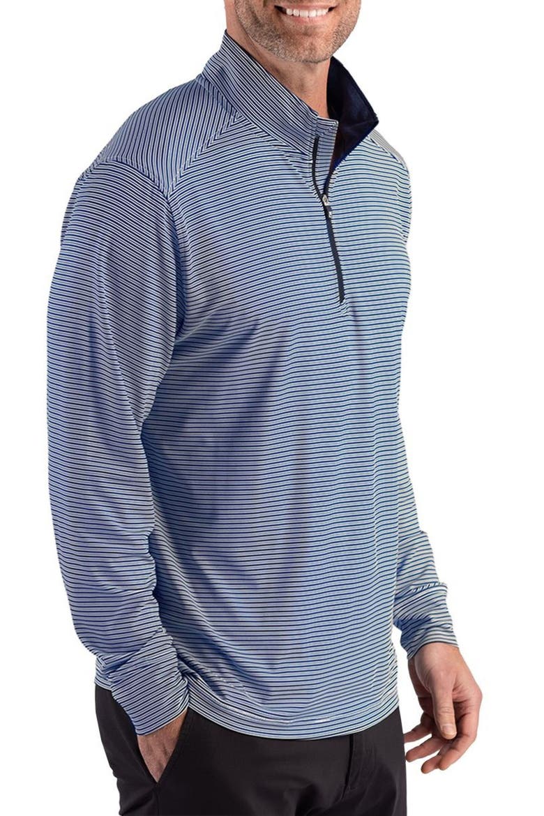 Forge Epic Confidence Stripe Performance Quarter Zip Pullover, Alternate, color, NAVY BLUE/ WHITE