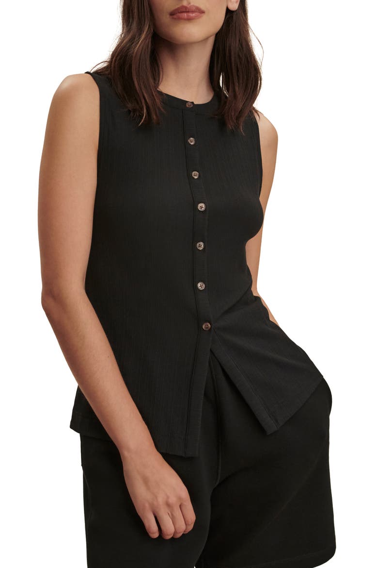 Latia Button-Up Tank, Main, color, BLACK