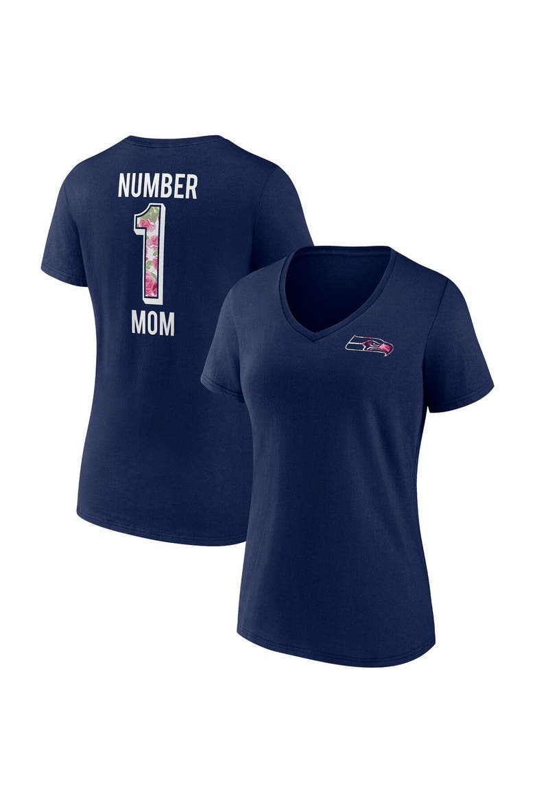 Women's Fanatics Branded College Navy Seattle Seahawks Team Mother's Day V-Neck T-Shirt, Main, color, Navy