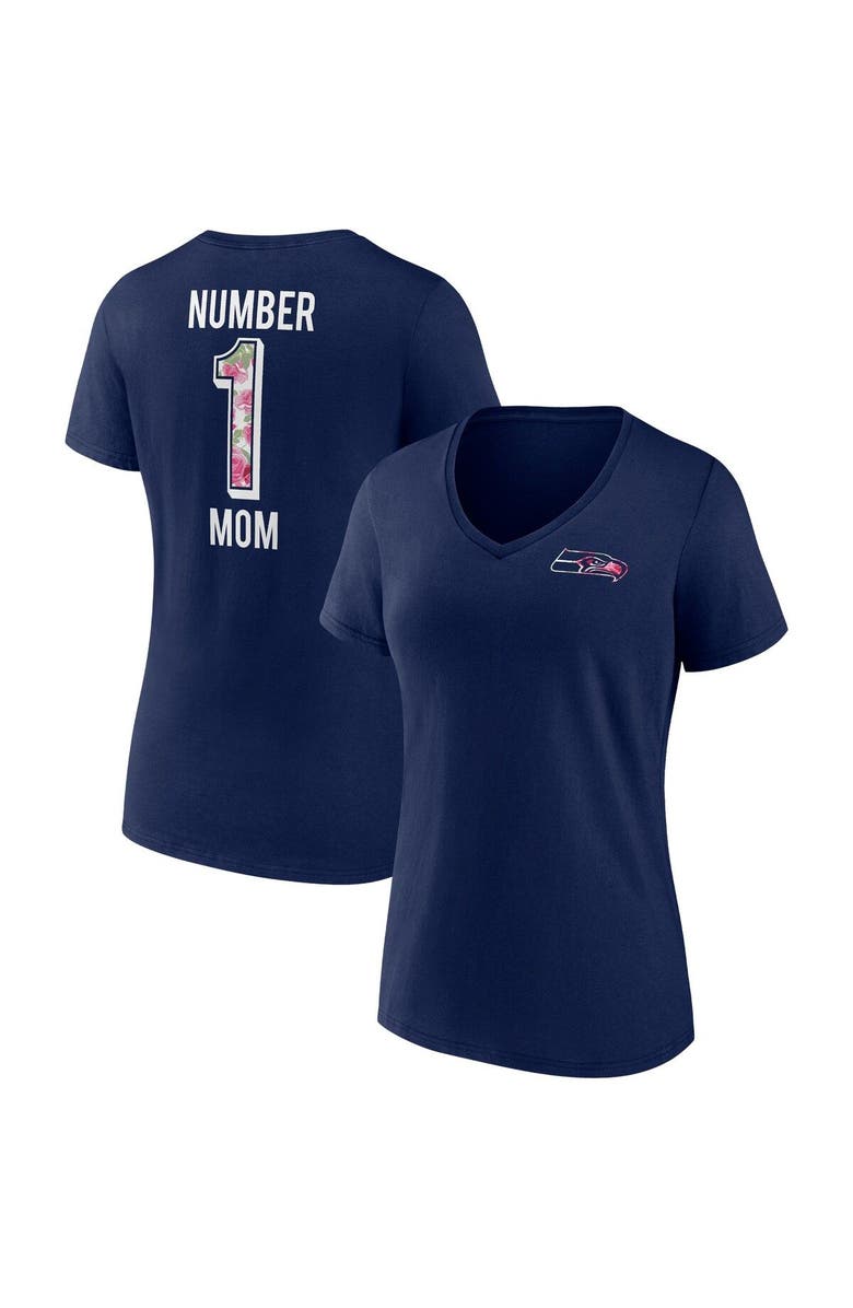FANATICS Women's Fanatics Branded College Navy Seattle Seahawks Team Mother's Day V-Neck T-Shirt, Main, color, Navy