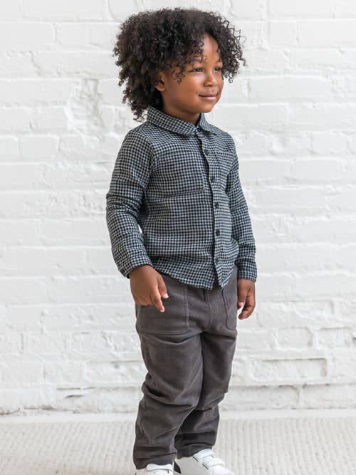 Kendi Lev Organic Flannel Long Sleeve Collared Button Down Shirt In Gray