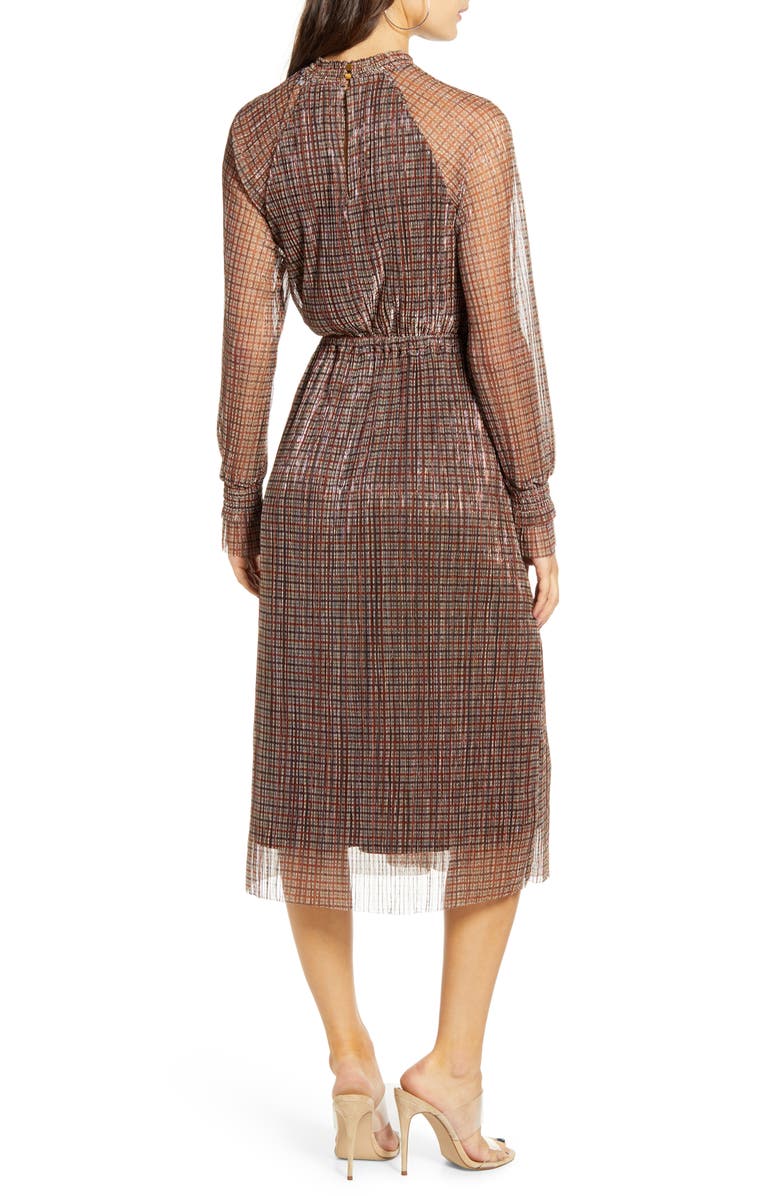 VERO MODA Alexandra Shimmer Plaid Long Sleeve Dress, Alternate, color,