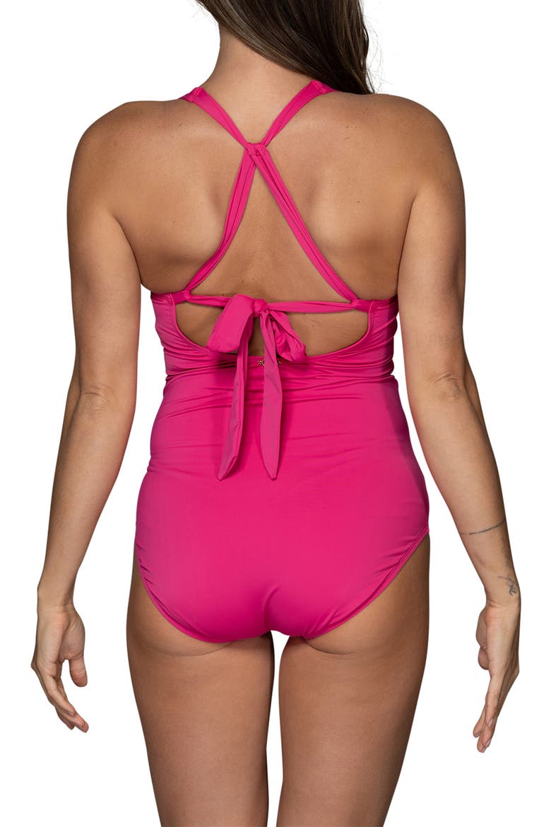 Amelie Surplice One-Piece Swimsuit, Alternate, color, FUCHSIA