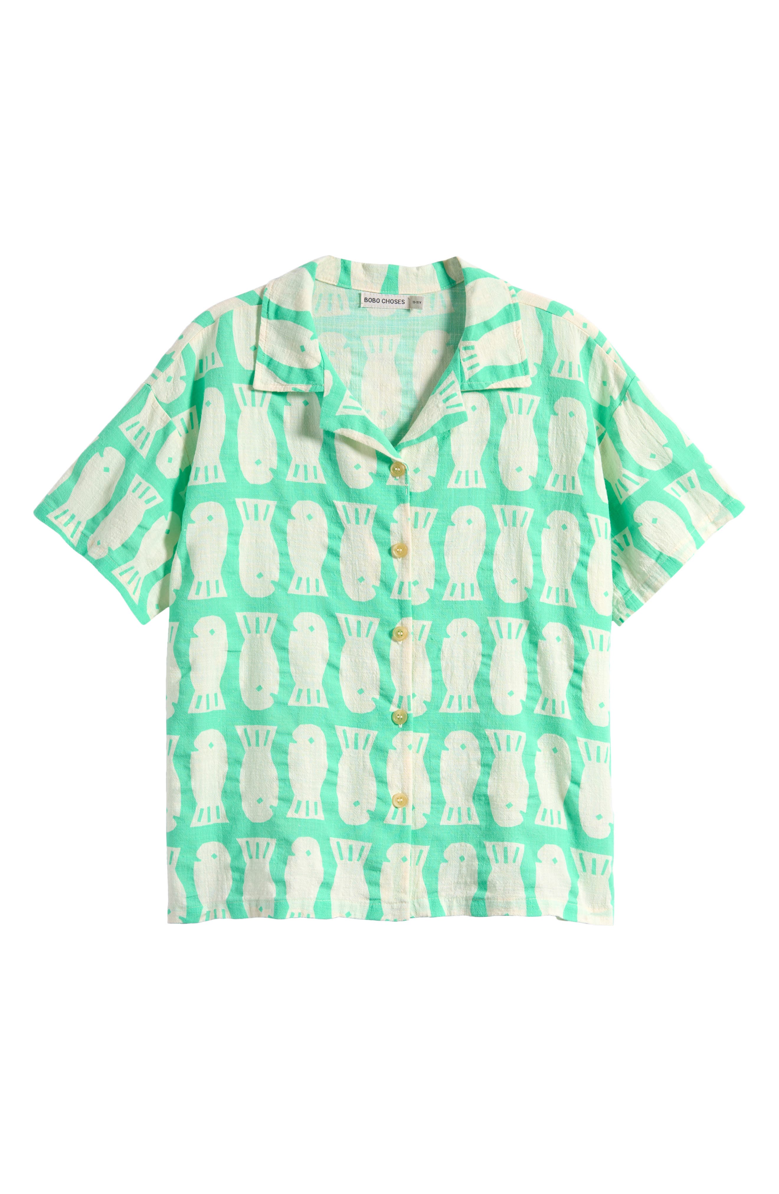 Bobo Choses Kids' Lucky Fish Organic Cotton Camp Shirt