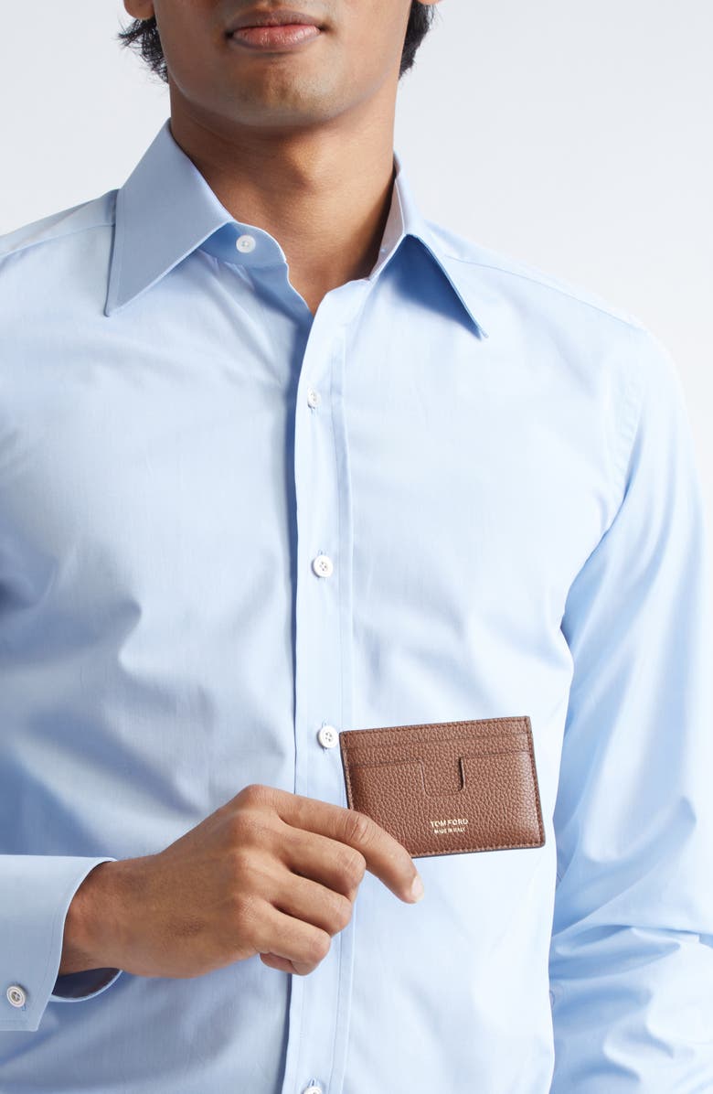 TOM FORD T-Line Soft Grain Leather Card Holder, Alternate, color, 1B108 Midbrown