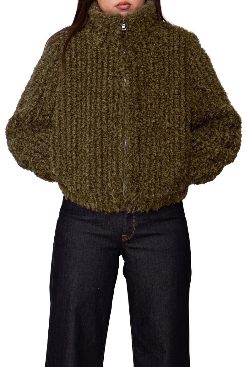 High Pile Fleece Zip Jacket, Main, color, OLIVE