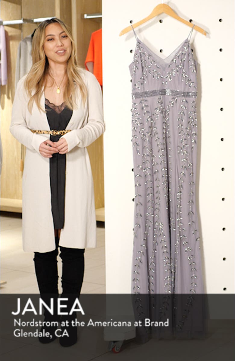 Vine Motif Beaded Evening Dress, sales video thumbnail