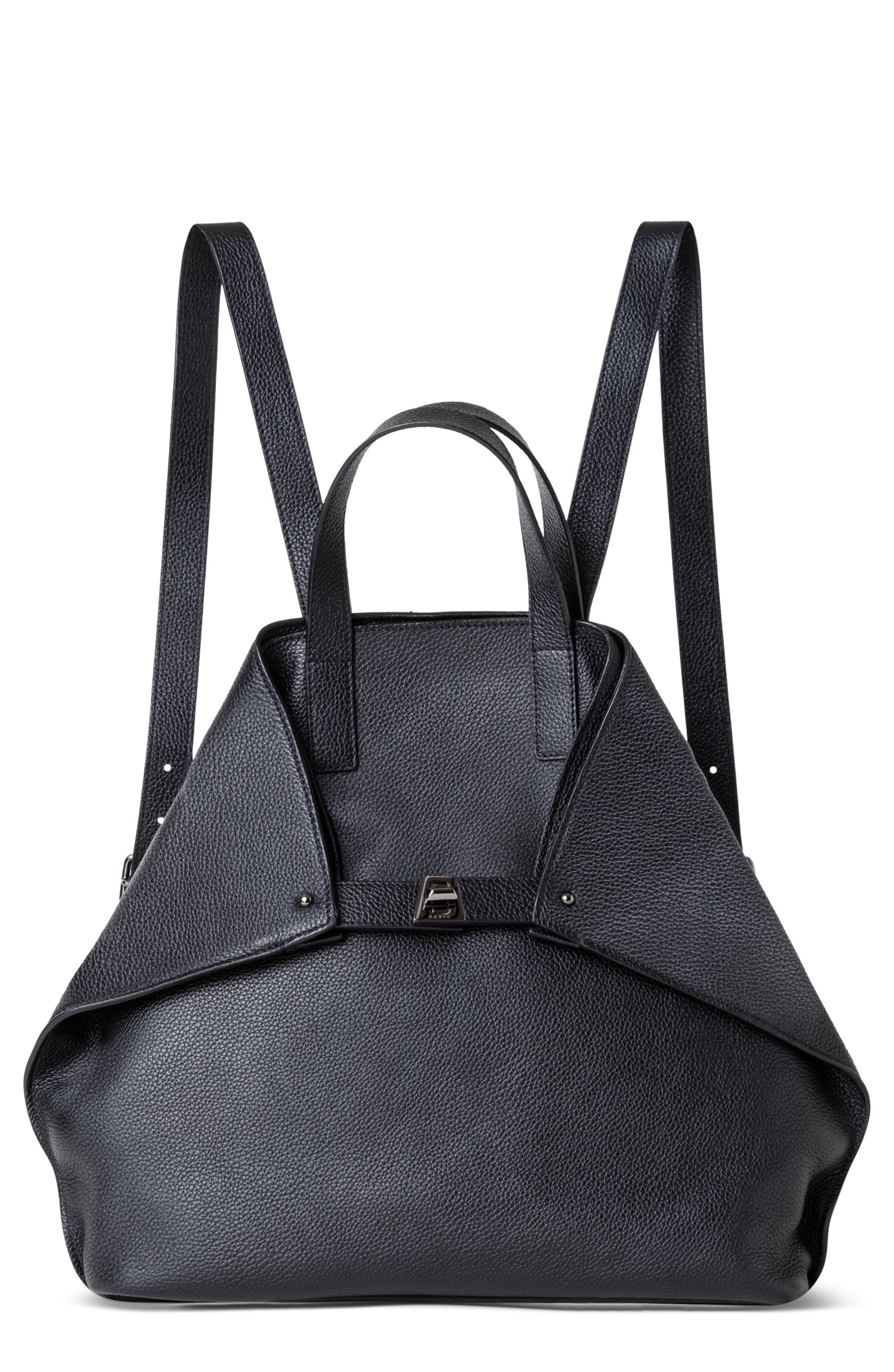 Akris Medium Ai Leather Backpack/Tote Bag, Main, color, Black