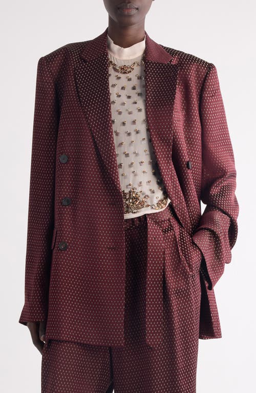 Dries Van Noten Bafya Double Breasted Jacquard Blazer in Burgundy  product