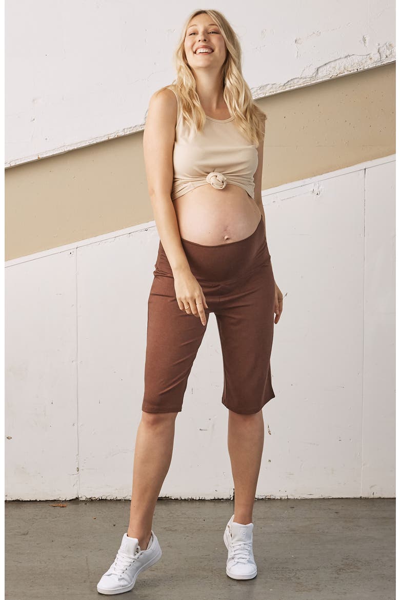 Wide Leg Knit Maternity Shorts, Alternate, color, BROWN