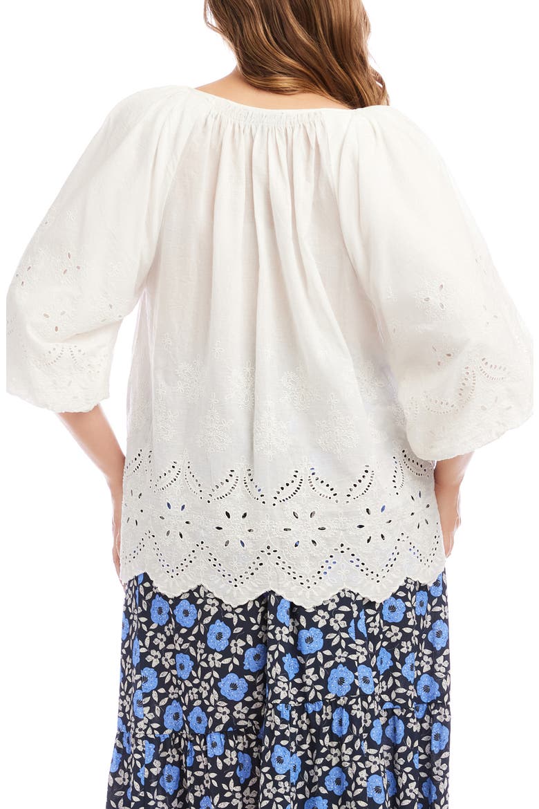 Eyelet Embroidered Cotton Button-Up Top, Alternate, color, WHITE