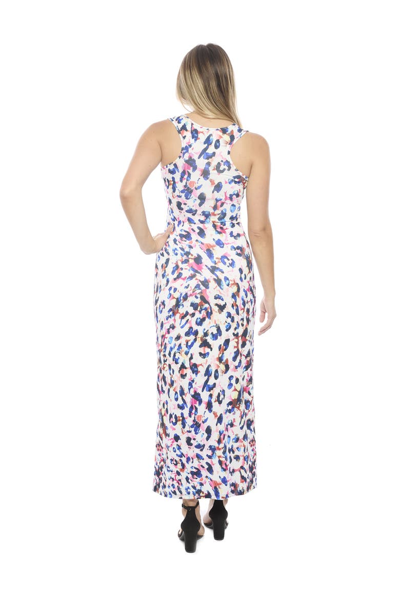 Womens Abstract Scoop Neck Sleeveless Tank Racerback Maxi Dress, Alternate, color, White Multi