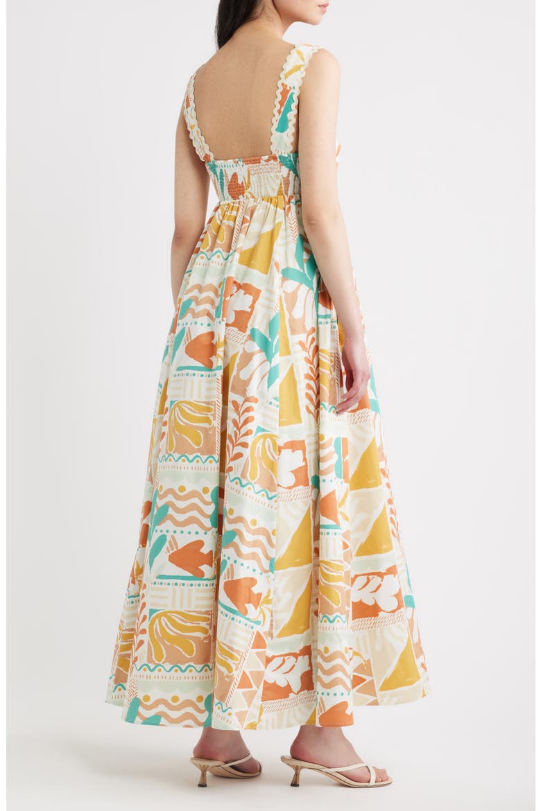 Print Rickrack Sleeveless Maxi Dress, Alternate, color, IVORY TAUPE