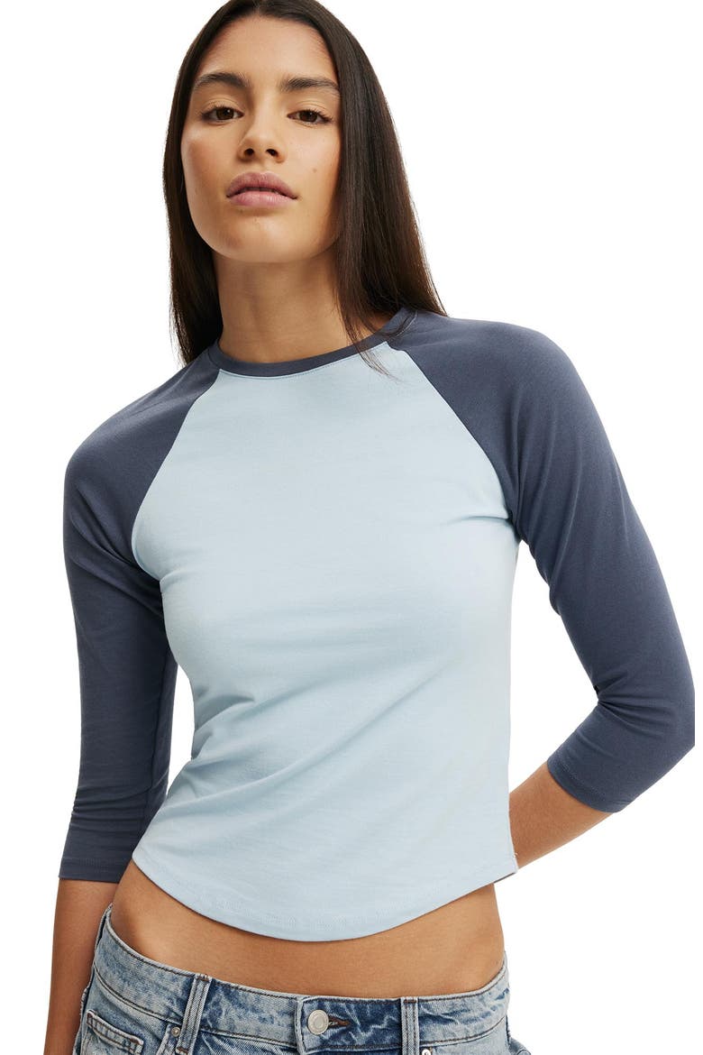 Women's 90S Baby Raglan 3/4 Tee, Alternate, color, Iced Marine Collegiate Navy