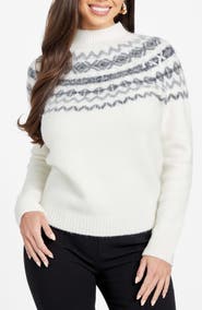 Marciano Akilah Fair Isle Mock Neck Sweater