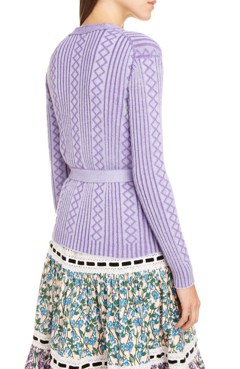 Runway Marc Jacobs MARC JACOBS Belted Diamond Rib Stitch Cardigan, Alternate, color, 