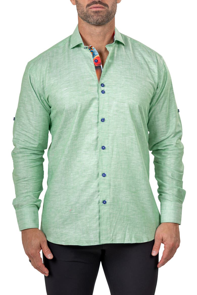 Eins Marthy Contemporary Fit Button-Up Shirt, Main, color, GREEN