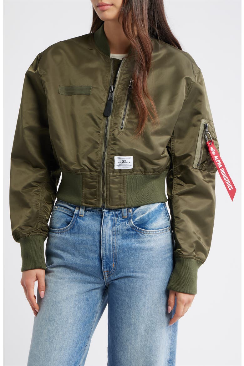 L-2B Gen Crop Flight Jacket, Alternate, color, GREEN