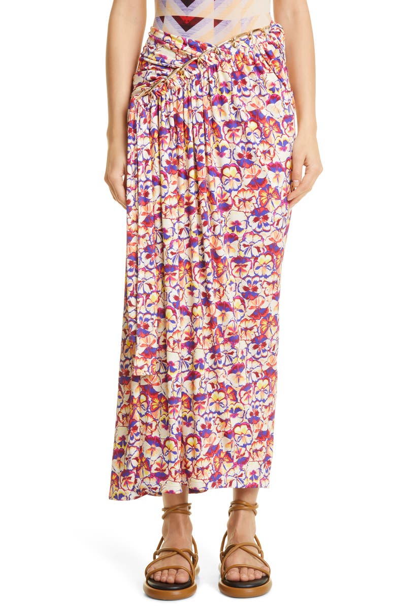 Rabanne paco rabanne x Fondation Vasarely Ruched Sunny Pansy Chain Detail Jersey Skirt, Main, color,