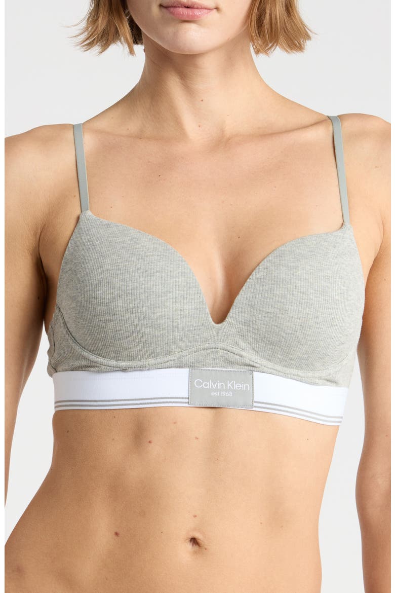 Balance Rib Push Up Plunge Bra, Main, color, GREY HTR