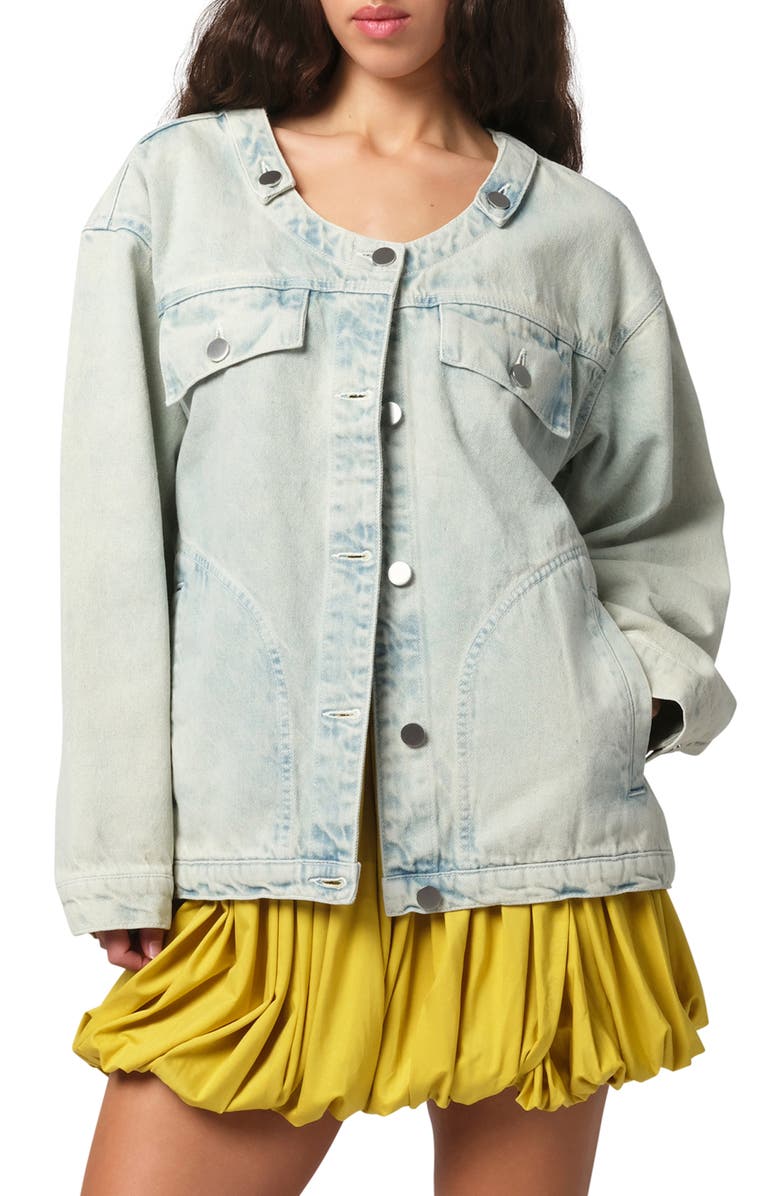 Apparis Barlow Scoop Neck Denim Jacket, Main, color, 