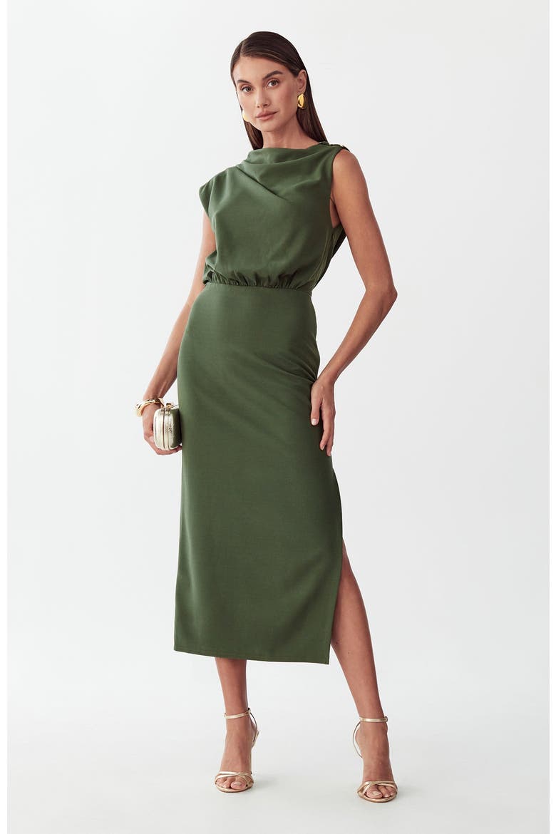 Lily Midi Dress, Alternate, color, Olive