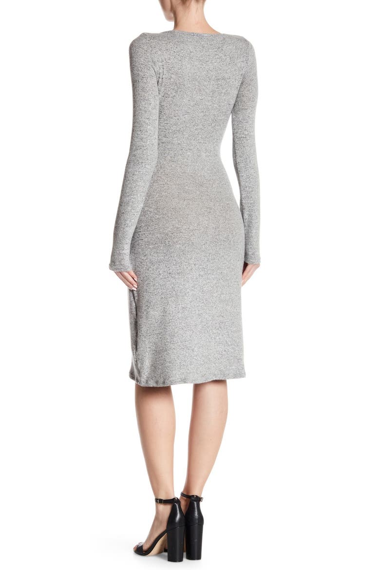 Long Sleeve Front Tie Dress, Alternate, color, HEATHER GREY